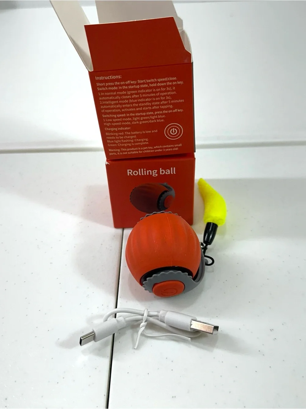 2 Pack of Bright Orange Speedy Sprint Ball Cat Toy